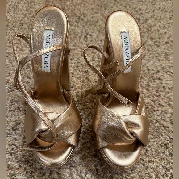 Aquazzura Shoes - Aquazzura Olie 140 Platform Heeled sandals size 37 light copper - read desc
